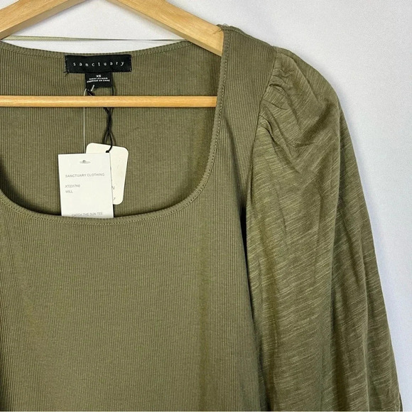Sanctuary Olive Green Catch The Sun Long Sleeve Tee XS - Picture 3 of 3